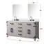 Meuble-lavabo double en chêne gris 60 po X P 22 po D, plateau en marbre de culture et robinet-117980198