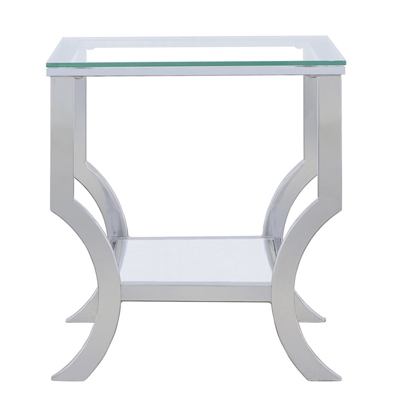 Table de bout carrée, finition en verre et design esthétique, tables à surface élégante, étagères