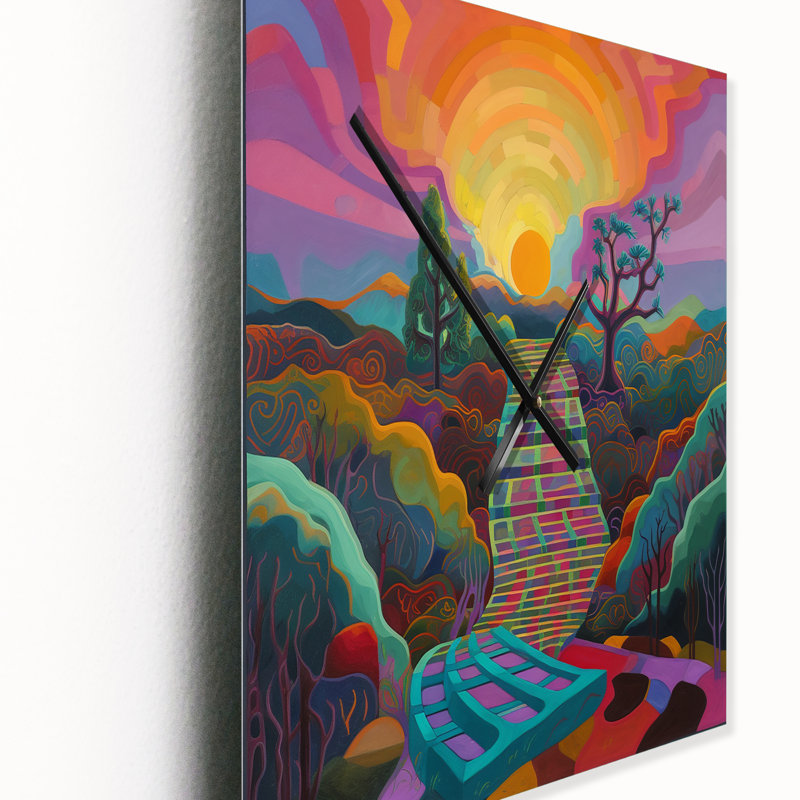 Horloge murale "Escaliers vers le soleil", paysage magique coloré I - Tempêtes, Moyen