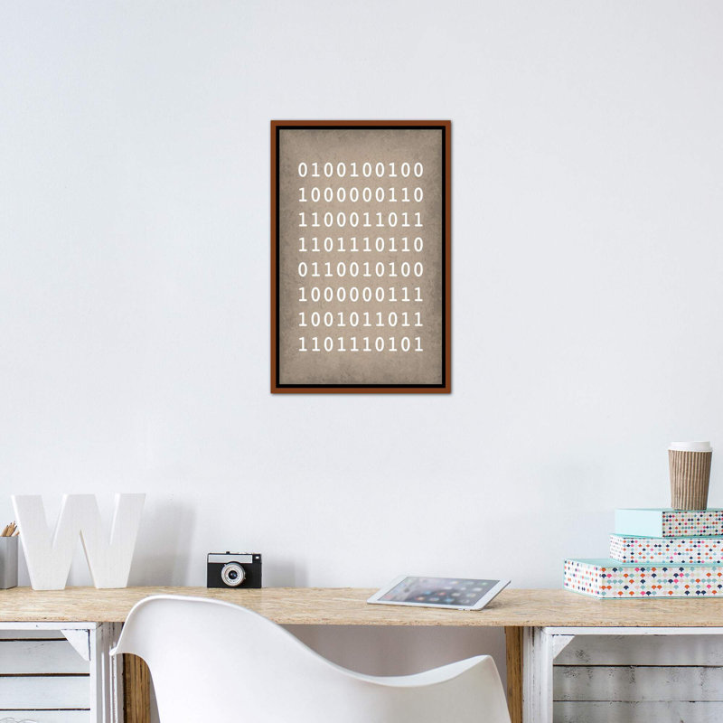 Code binaire «I Love You», reproduction d'art textuel, H 26 po x l 18 po x 1,5 po, Toile avec cadre en bois classique