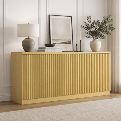 62.6" Buffet Cabinet with Storage, Sideboard Cabinet with 4 Doors & Shelves, Wooden Coffee Bar Credenza for Living Room & Kitchen