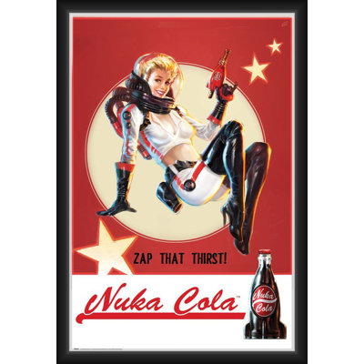 BUY ART FOR LESS Officially Licensed Fallout 4 - Nuka Cola - Framed Art Poster - 24 x 36 Inch - Sturdy Engineered Wood Frame with Plexi Glass - Ready to Hang