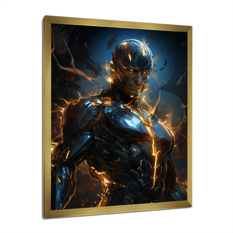 " Villian Robot III ", Gold Single Picture Framed, 44" H x 34" W x 1.5" D