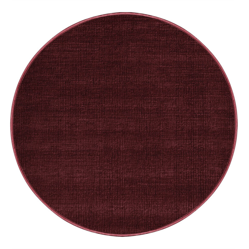 Machine Washable Solid Red Area Rug, Round 8'