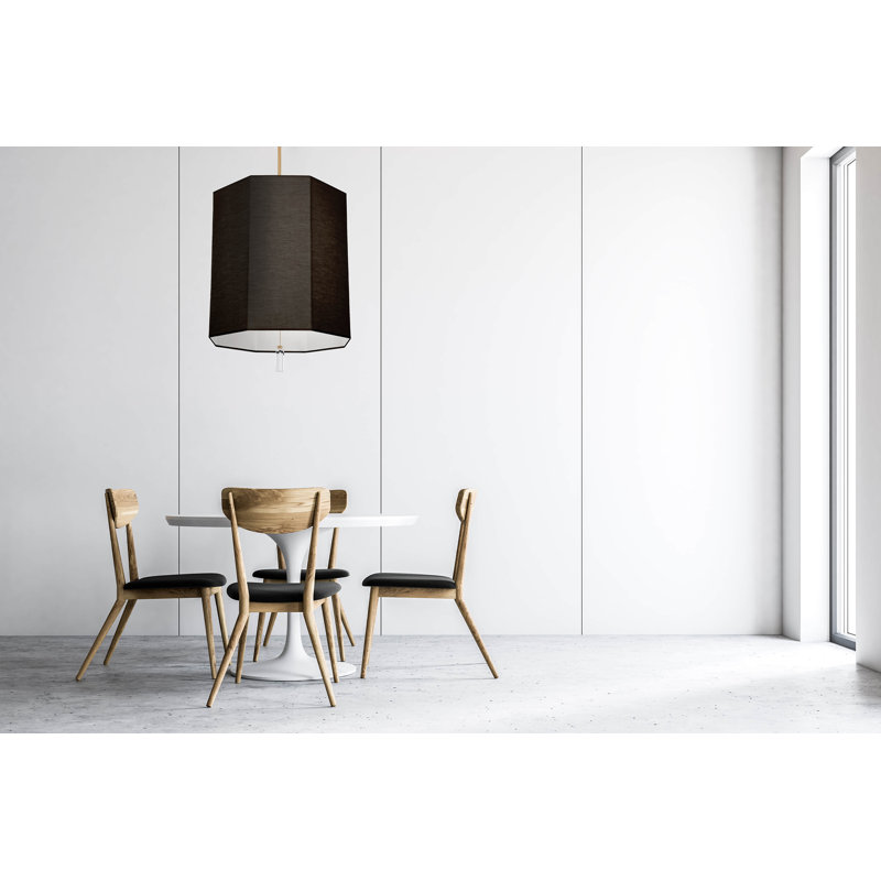 Lustre tambour unique à 6 lumières Kate, Laiton moderne, Noir