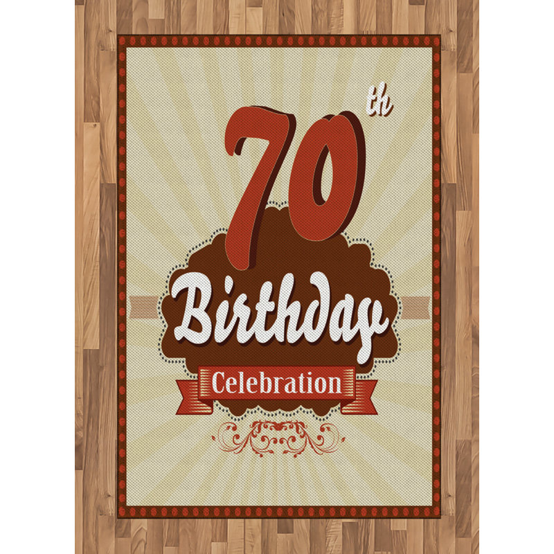 70Th Birthday Beige Area Rug, Rectangle 4' x 5'8"