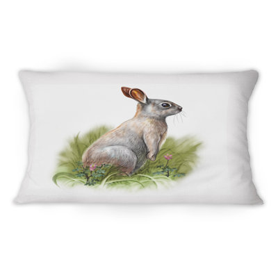 Wild Rabbit In The Grass - Traditional Printed Throw Pillow 1