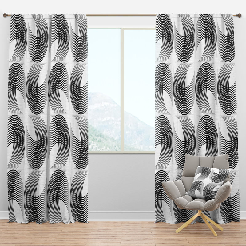 Panneau de rideau simple semi-diaphane avec passe-tringle Mid-Century, l 52 po x L 90 po