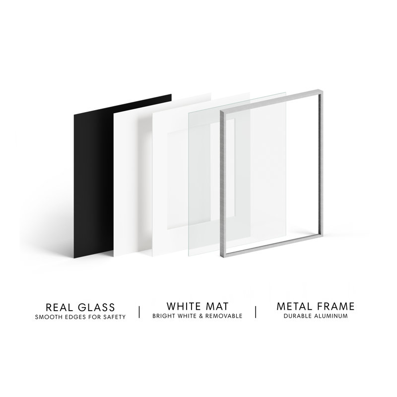 Cadre photo en métal avec verre, Argent, L 9 po x H 12 po