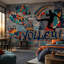 Papier peint mural graffiti brique-129175276-129175280