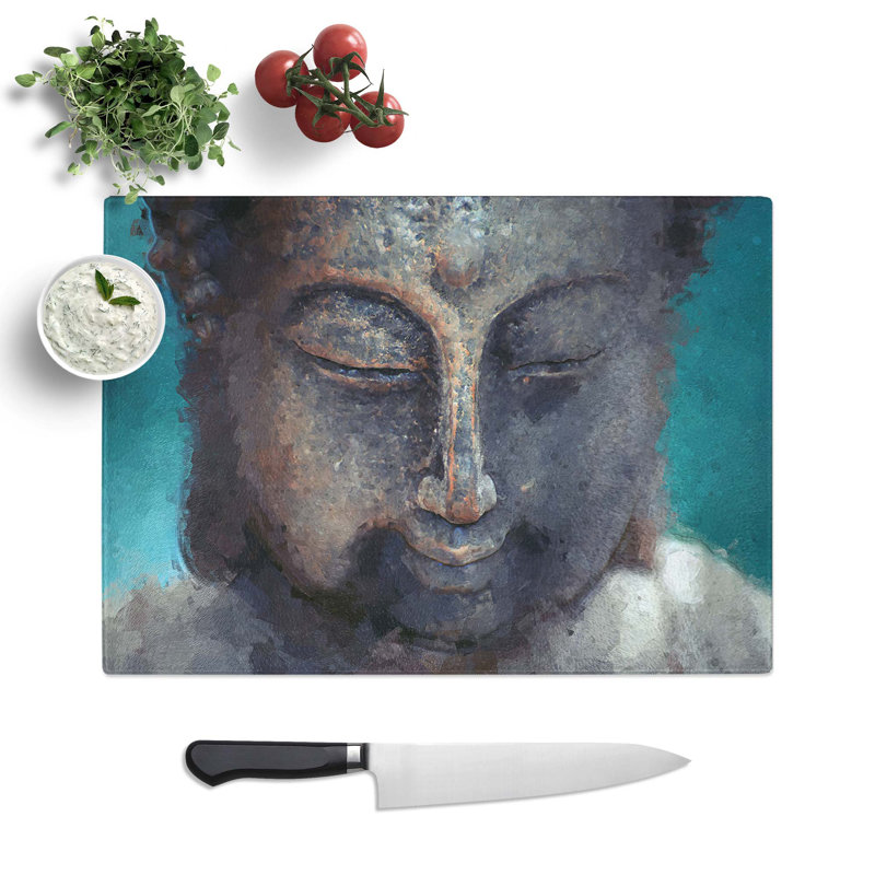Tempered Glass The Buddha in Abstract Chopping Board, 28.5 cm W x 20 cm L