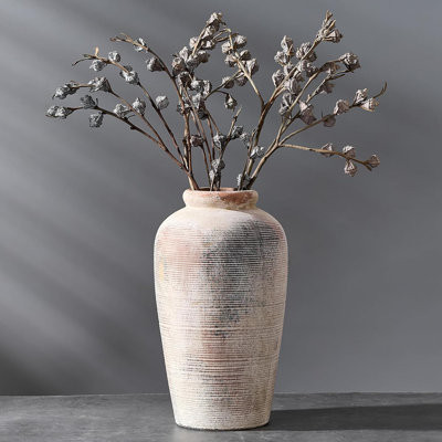 Large Ceramic Farmhouse Vase - Rustic Boho Decorative Vase For Home Decor, Living Room, Shelf, Entryway, Wedding Or Table Centerpiece, Handmade Minimalist Tall Vase