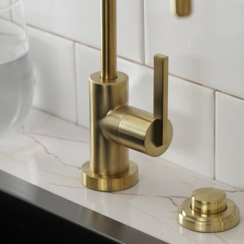 Kingston Brass Continental Single-Handle 1-Hole Deck Mount Water Filtration Faucet, Brushed Brass