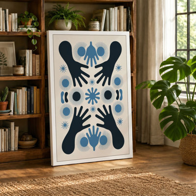 Hands Around Centre Geometric - Wrapped Canvas