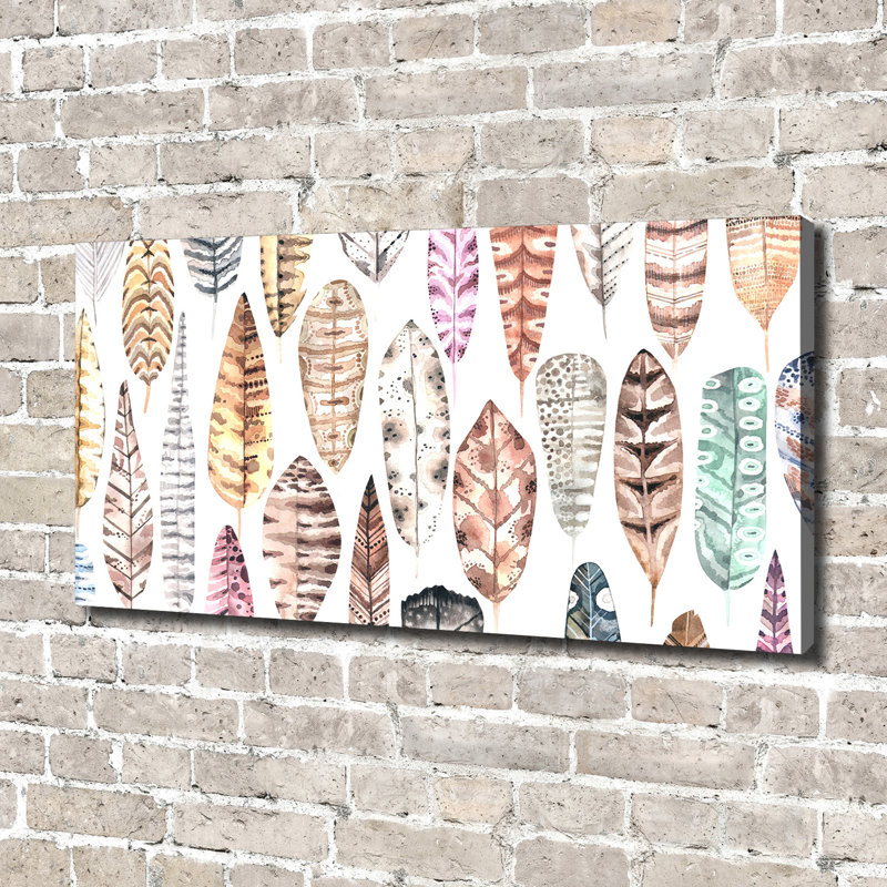 Colourful Feathers - Wrapped Canvas Print