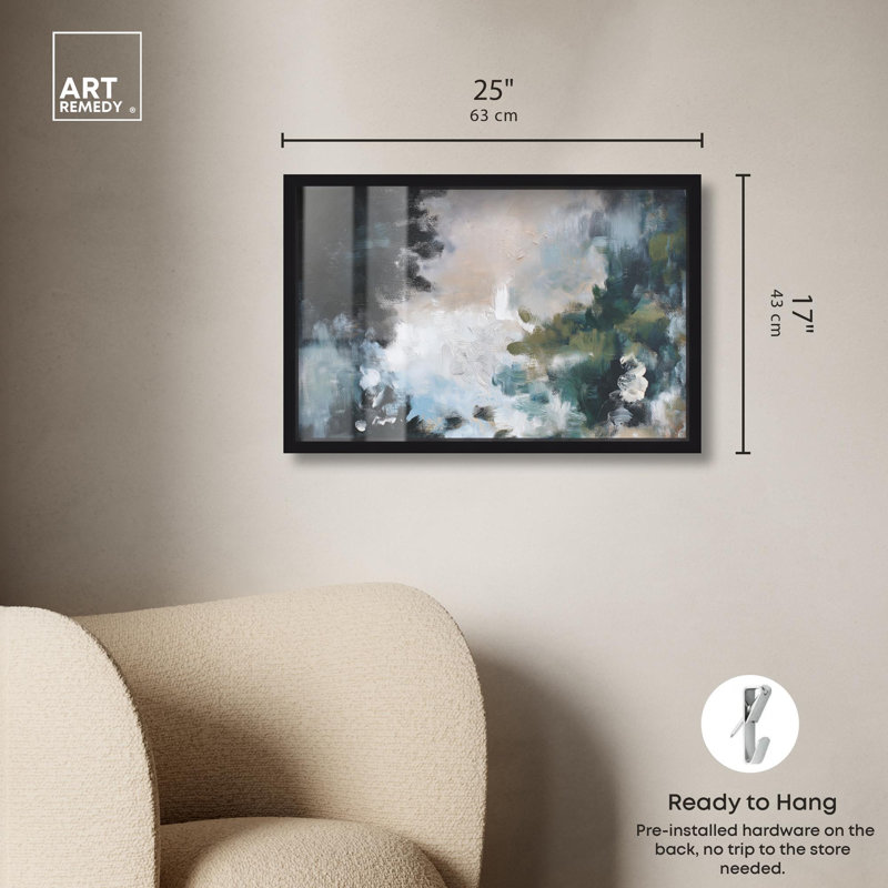 «Subtle Verdure II Shadowbox Print Abstract Decor» par Art Remedy, H 17 po x l 25 po, Noir