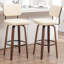 Tabouret de bar pivotant rembourré avec structure en bois-113262443-113262442