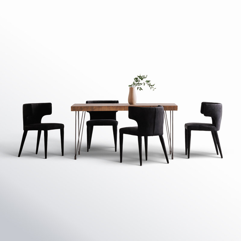 Jennaya Upholstered Dining Chair, Black Velvet