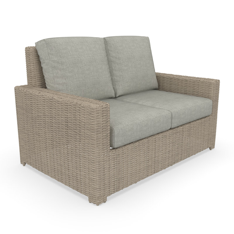 Henri Outdoor Loveseat With Sunbrella Cushions, Canvas Granite