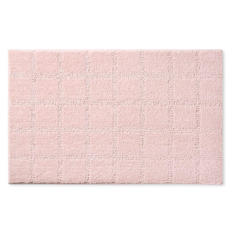 TOWN & COUNTRY EVERYDAY Ultra Plush Solid Tufted Windowpane Machine Washable Bath Mat 20"x32", Blush