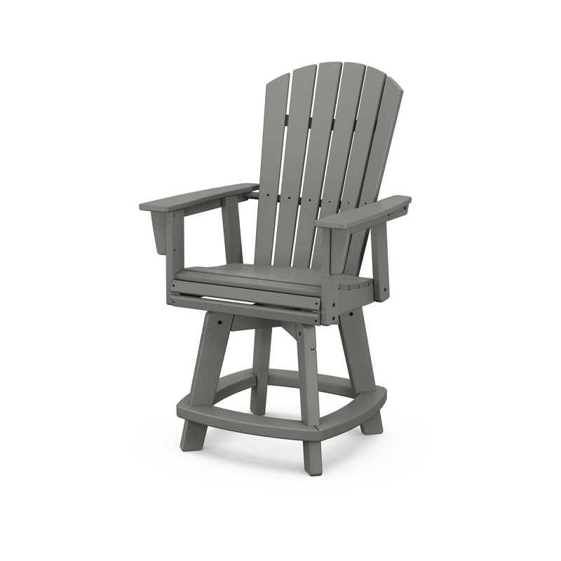 Chaise de comptoir pivotante Nautical Curveback Adirondack, 23,25 po, Gris ardoise