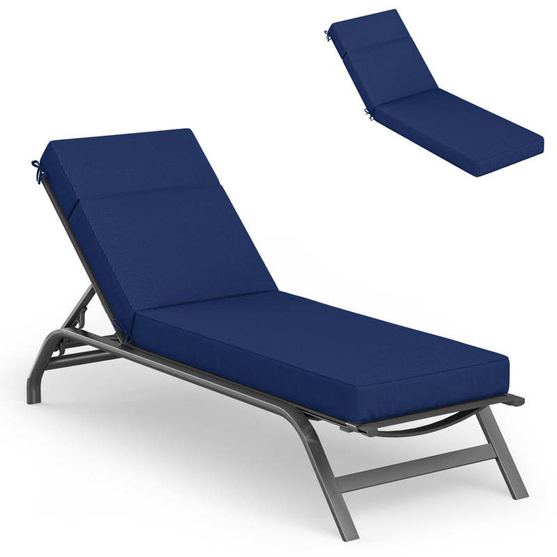 Outdoor Chaise Lounge Cushion – Weather-Resistant, Reversible, Plush Comfort, 21" W x 72" D, Blue