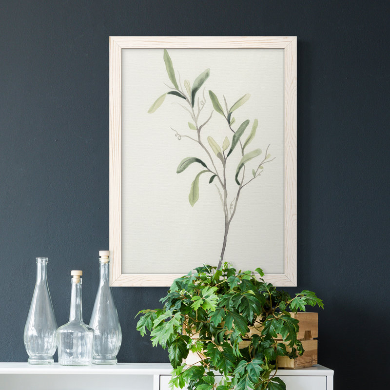 Spindle Sprig III - peinture sur toile encadrée, H 24 po x l 20 po x P 1 po, Blanc
