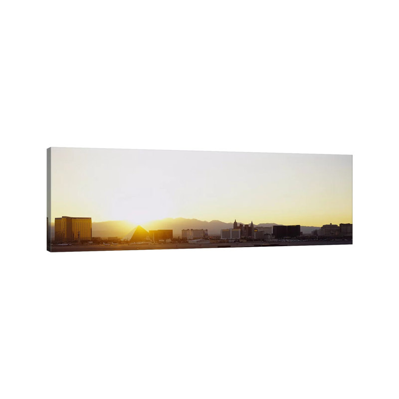 Sunrise Over A City, Las Vegas, Nevada, USA by Panoramic Images - Wrapped Canvas Panoramic Print