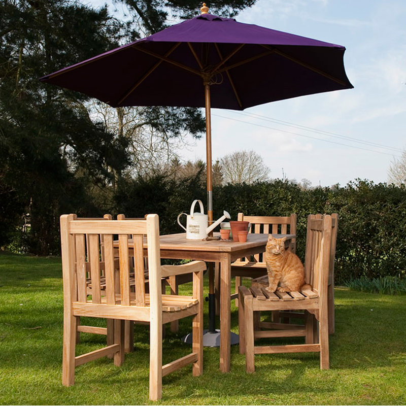 6 - Person Teak Wood Patio Dining Set with Rectangular Table , Cushions Included