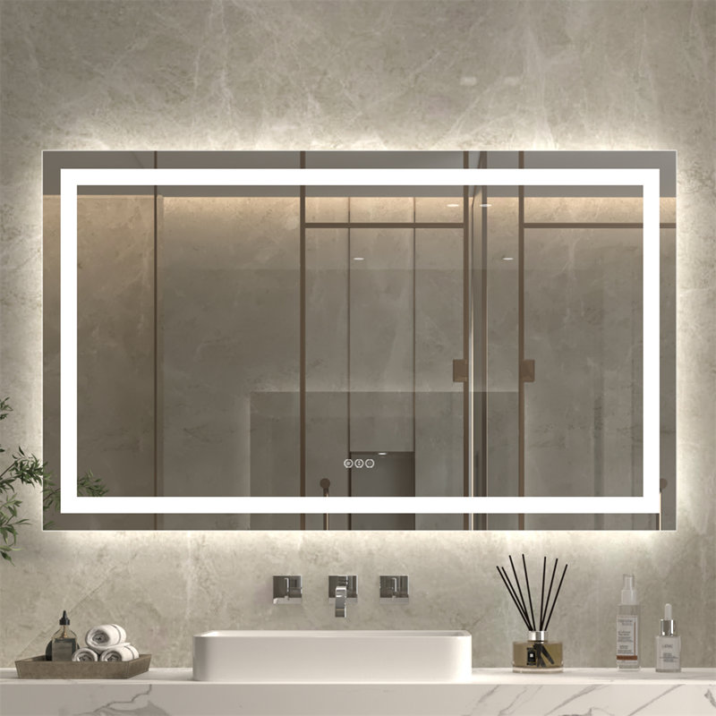 Miroir de salle de bain mural surdimensionné sans cadre, 36 po x 60 po, Rectangle