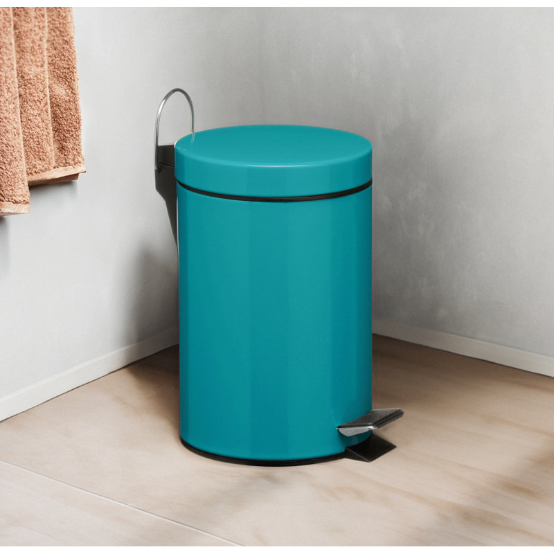 Steel Step On Kitchen Trash Can - 3L, Turquoise