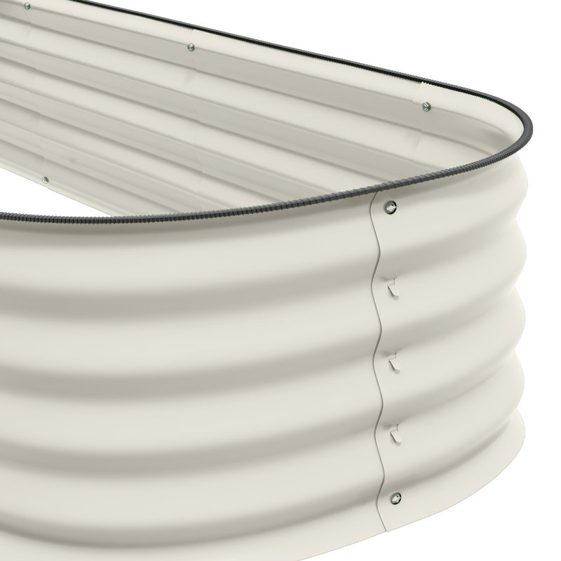 Ensemble de jardin surélevé galvanisé - pot à fleurs surélevé en métal pour l'extérieur 4,9 pi x 2 pi 1 po avec bordure pour la croissance des fleurs, lit en acier crème de 1 pi, culture de plantes