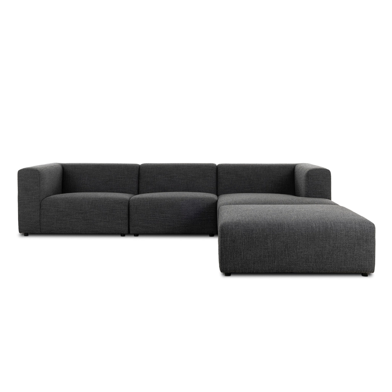 Upholstered Sectional, Saxon Charcoal Polyester Blend, Right Hand Facing