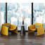 Fauteuil en forme de M moderne minimaliste en forme de M - Fauteuil simple en tissu Tech jaune vif, fauteuil de salon de luxe italien clair-582250709