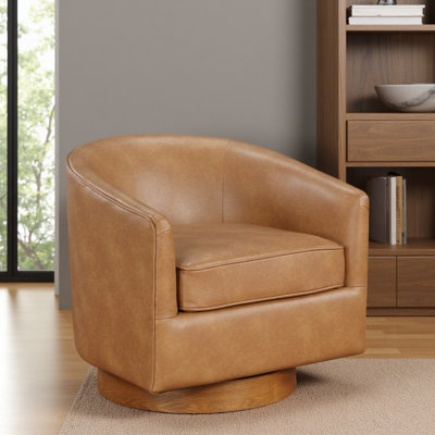 Fauteuil demi-tonneau pivotant en similicuir