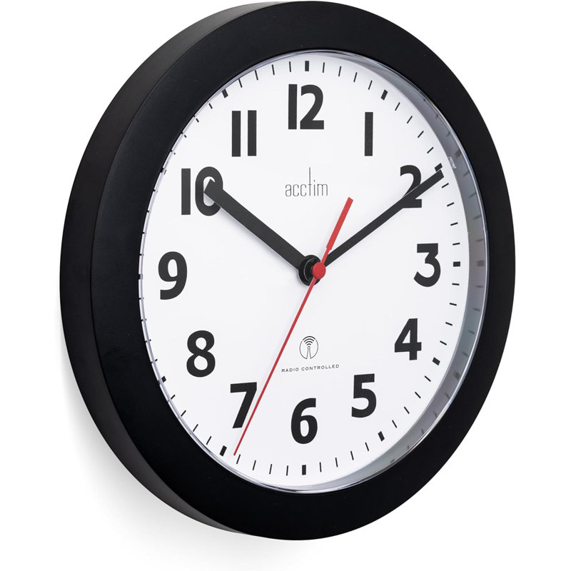 Acctim Parona Wall Clock Radio Controlled, 23 x 23 x 4cm, Black