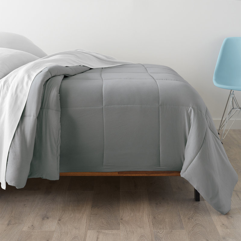 Brushed Cozy Touch Microfiber Down-Alternative Comforter, King, Gray