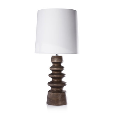 Lampe de table 35 po en bois avec abat-jour en lin Bora Bora