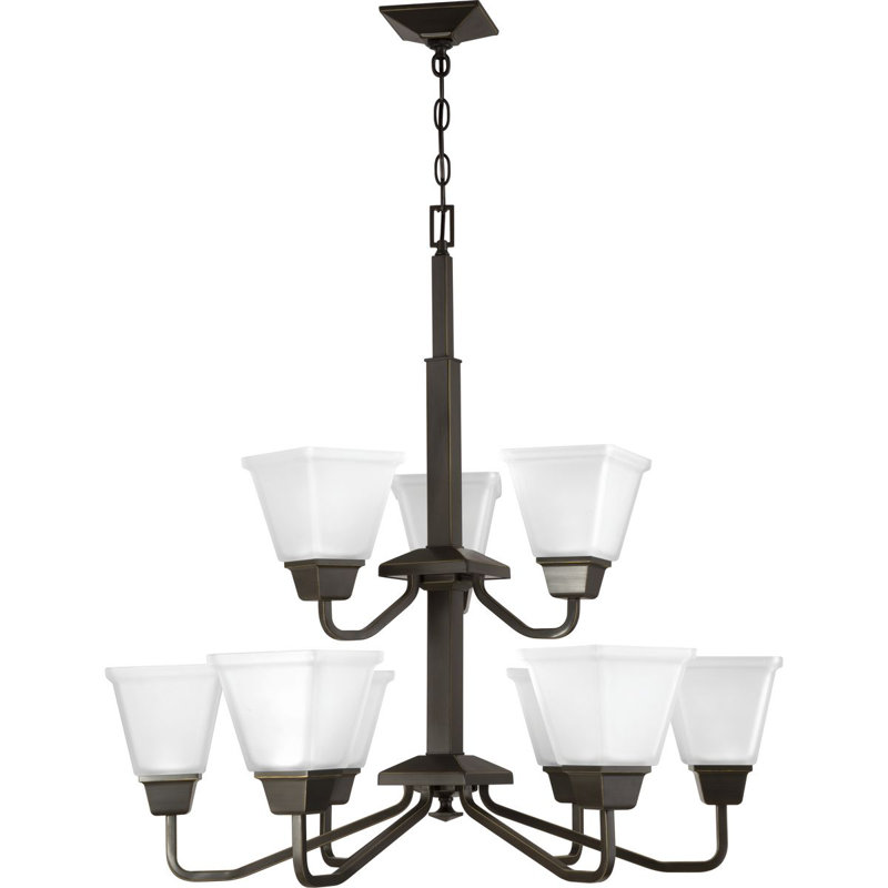 Lustre à niveaux ombrés 9 lumières Jadyn, Bronze antique