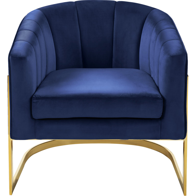 Carter Velvet Barrel Chair, Navy Velvet