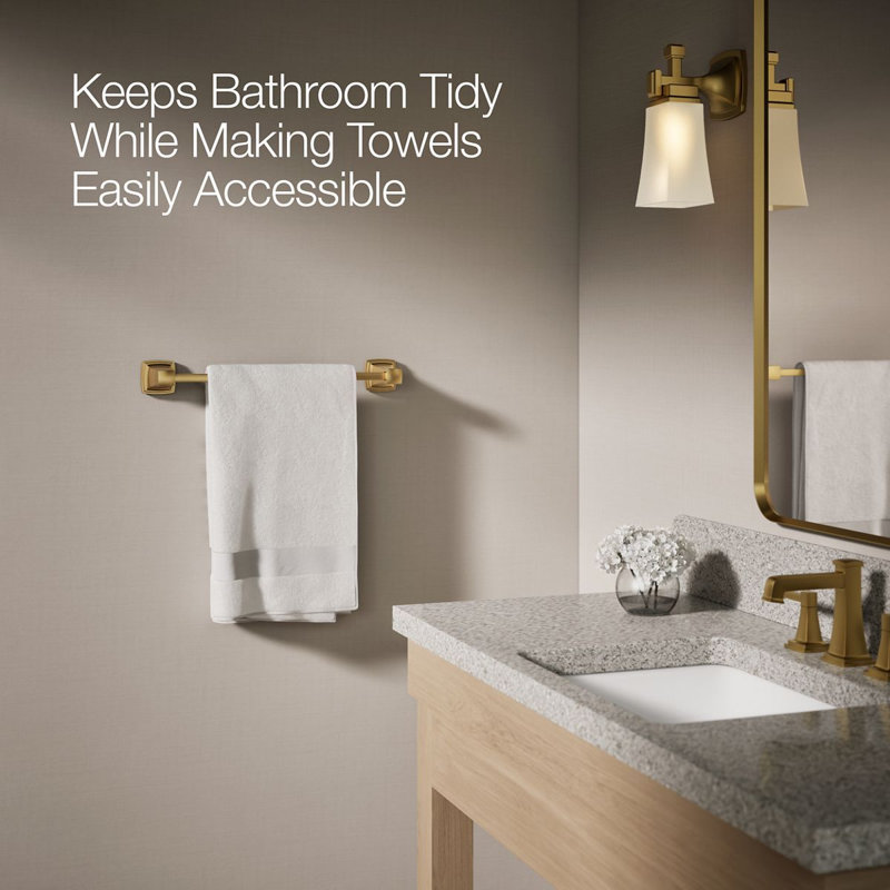 Riff Wall Mounted Towel Bar, Vibrant Brushed Moderne Brass, 18"W