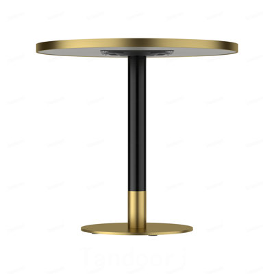 Round Modern Tulip Dining Table, Sintered Stone Tabletop with Luxury Faux Marble Print, Stainless Steel Bracket Base, Scratch & Wear Resistant, Waterp