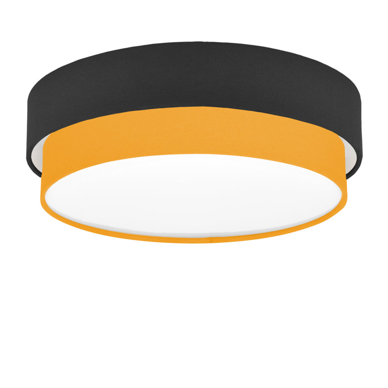 Elanaz Fabric Flush Mount, Orange, Black