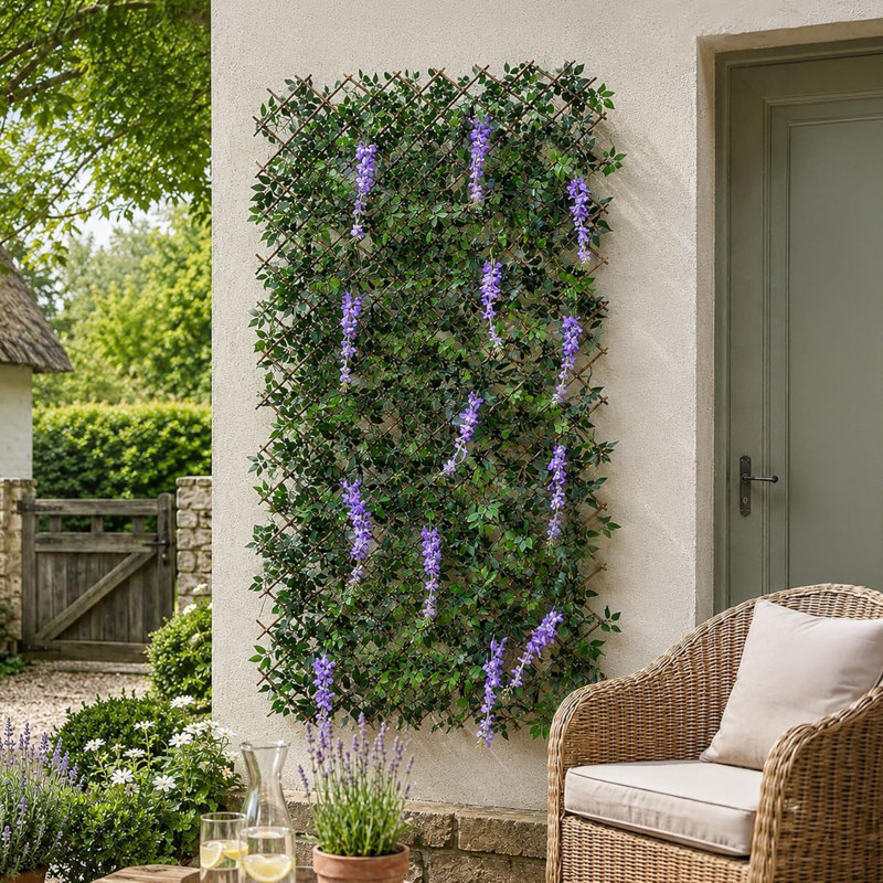 Artificial Fence Screening with Flowers Wisteria Trellis