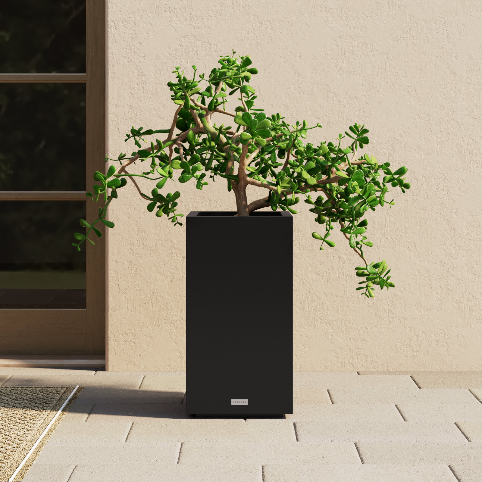 Block Series Pedestal Planter, 26” H x 13.5” W x 13.5” D, Black