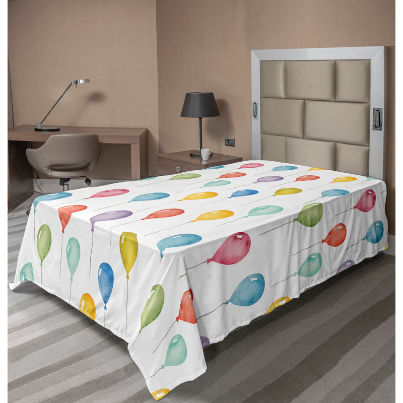 Multicolore Ambesonne, Drap plat pour lit simple