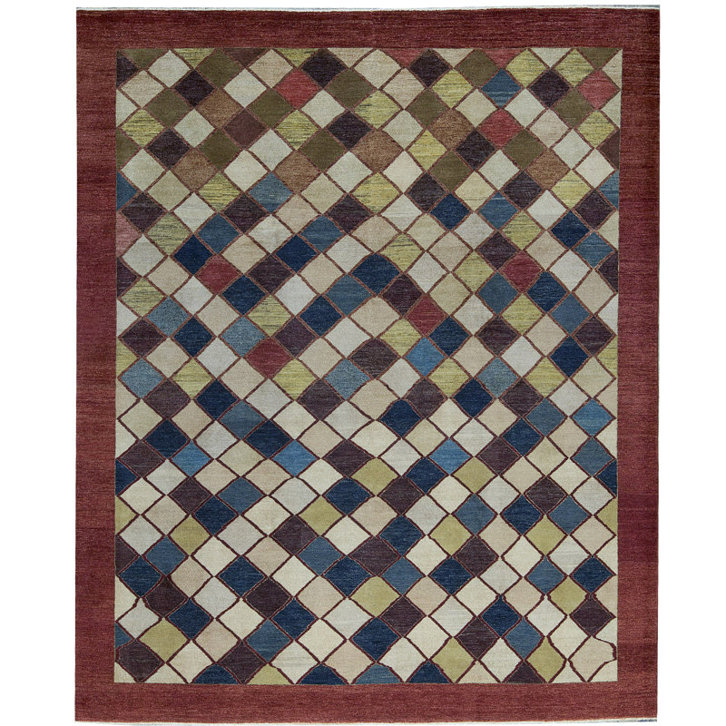 Tapis rouille et ivoire de haute qualité noué à la main