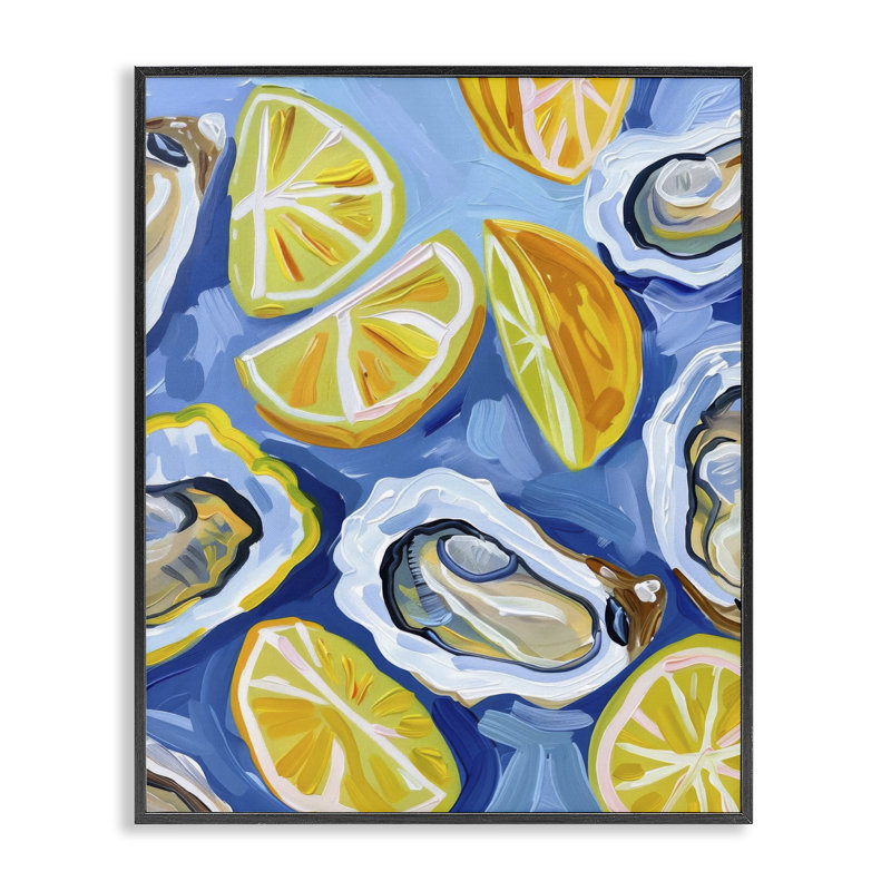  «Lemon & Oyster», art de la giclée encadrée par LSR Design Studio, H 20 po x l 16 po, Giclée encadrée noir minuit