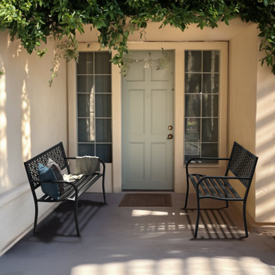 Anacecilia 50" W Metal Slatted Outdoor Bench