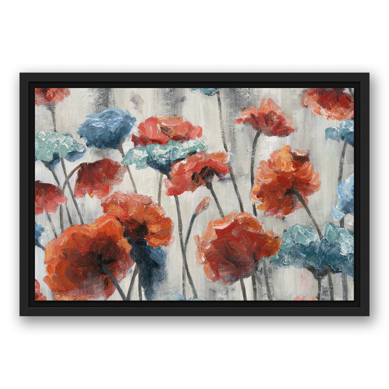 Fleurs - reproduction d'art sur toile, H 12 po x l 18 po x P 1,25 po, Cadre noir
